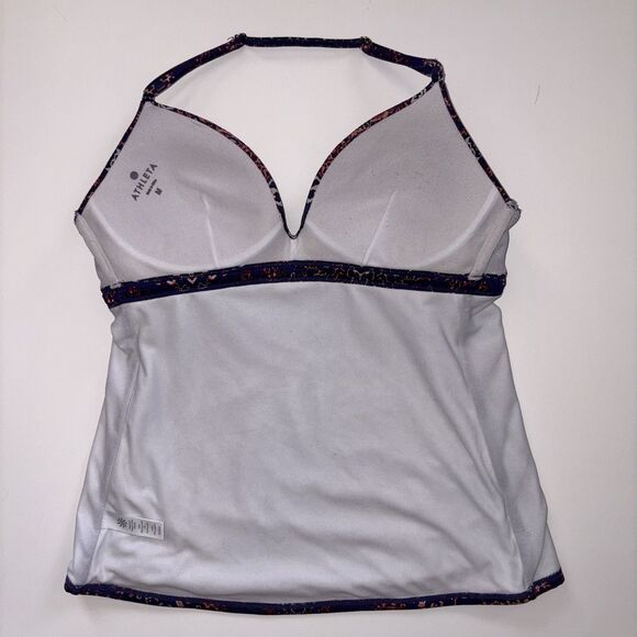 Athleta Purple Paradise Print Molded Tankini Swim Top Aqualuxe Medium UPF 50+ - Picture 9 of 12